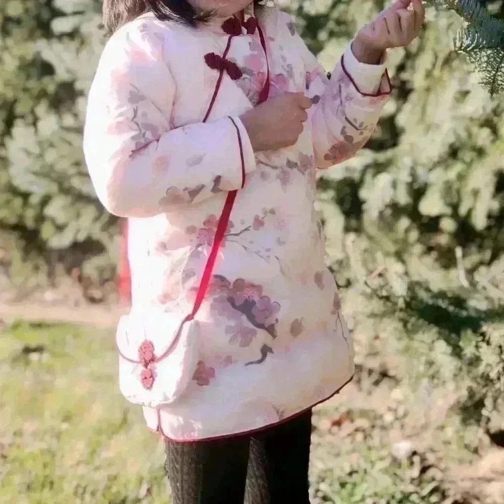 Girl’s QiPao Winter padded Top With Matching Crossbody Pouch(中式旗袍款小棉袄）